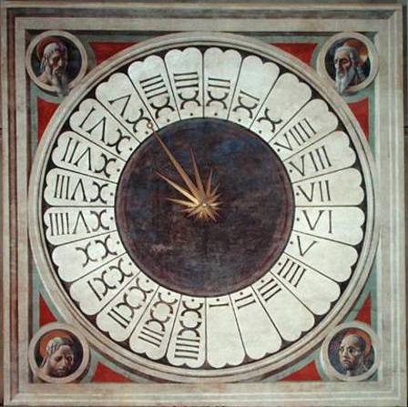 ALG181541 Canonical clock with the heads of four prophets, completed 1443 (fresco) by Uccello, Paolo (1397-1475) fresco 470x470 Duomo, Florence, Italy Alinari Italian, out of copyright
